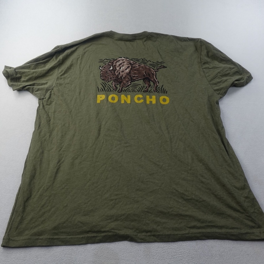 Poncho Outdoors Mens 3XL Green Bison Buffalo Graphic T Shirt Hunting Western